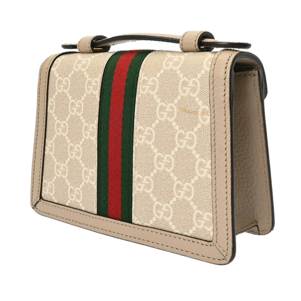 Gucci Leather Ophidia Bag Beige GG Handbag Top Supreme Handle Tan